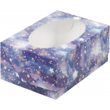 Короб картонный под  6 капкейков с окном, "Звездное небо"